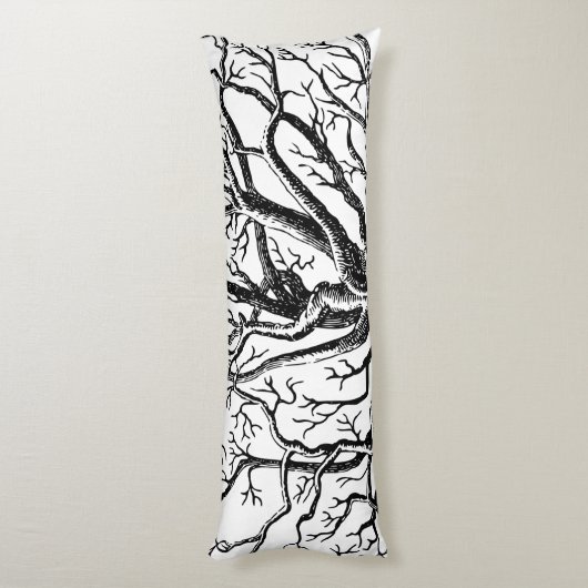 Rustikale Abstrakte Baumzweige in Schwarz und Weiß Seitenschläferkissen (Rückseite (Vertikal))