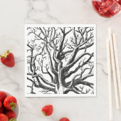 Rustikale Abstrakte Baumzweige in Schwarz und Weiß Serviette (Beispiel)