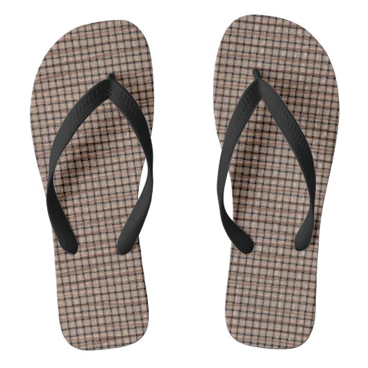 Rustikale Abstrakte Burlap Brown Tan Weave Flip Fl Badesandalen (Fußbett)