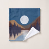 Rustikale Abstrakte Landschaft Forest Moon Reflekt Badhandtuch Set (Waschlappen)