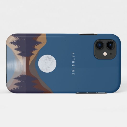 Rustikale Abstrakte Landschaft Forest Moon Reflekt Case-Mate iPhone Hülle (Rückseite (Horizontal))