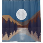 Rustikale Abstrakte Landschaft Forest Moon Reflekt Duschvorhang (Vorderseite)