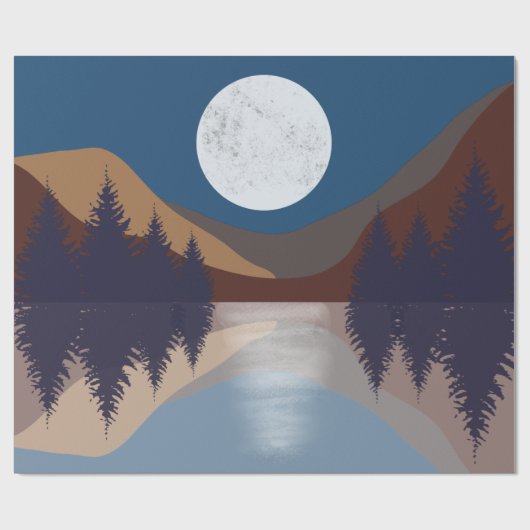Rustikale Abstrakte Landschaft Forest Moon Reflekt Geschenkpapier (Flach)