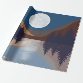 Rustikale Abstrakte Landschaft Forest Moon Reflekt Geschenkpapier