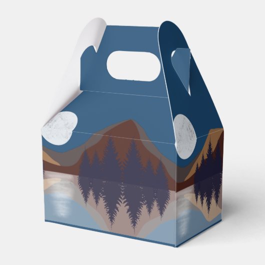 Rustikale Abstrakte Landschaft Forest Moon Reflekt Geschenkschachtel (Rückseite)