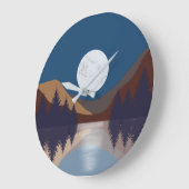 Rustikale Abstrakte Landschaft Forest Moon Reflekt Große Wanduhr (Winkel)