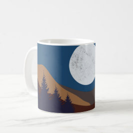Rustikale Abstrakte Landschaft Forest Moon Reflekt Kaffeetasse