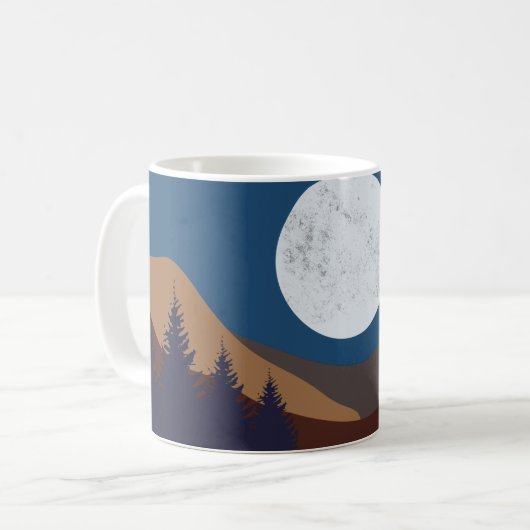 Rustikale Abstrakte Landschaft Forest Moon Reflekt Kaffeetasse (Vorderseite Links)
