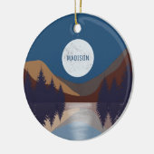 Rustikale Abstrakte Landschaft Forest Moon Reflekt Keramik Ornament (Links)