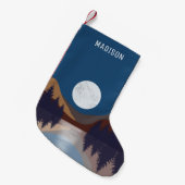 Rustikale Abstrakte Landschaft Forest Moon Reflekt Kleiner Weihnachtsstrumpf (Vorderansicht (hängend))