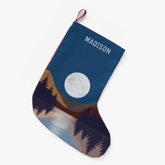 Rustikale Abstrakte Landschaft Forest Moon Reflekt Kleiner Weihnachtsstrumpf (Vorderansicht (hängend))