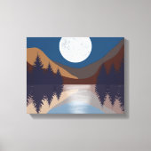 Rustikale Abstrakte Landschaft Forest Moon Reflekt Leinwanddruck (Vorderseite)
