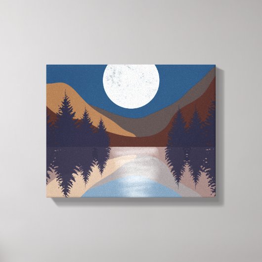 Rustikale Abstrakte Landschaft Forest Moon Reflekt Leinwanddruck (Vorderseite)