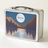 Rustikale Abstrakte Landschaft Forest Moon Reflekt Metall Brotdose (Rückseite)