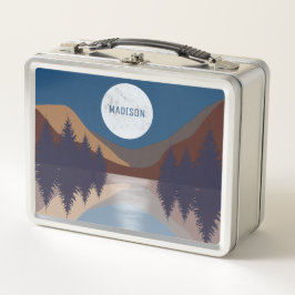 Rustikale Abstrakte Landschaft Forest Moon Reflekt Metall Brotdose