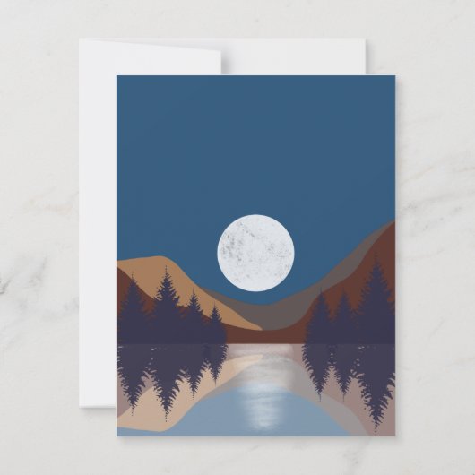 Rustikale Abstrakte Landschaft Forest Moon Reflekt Mitteilungskarte (Rückseite)