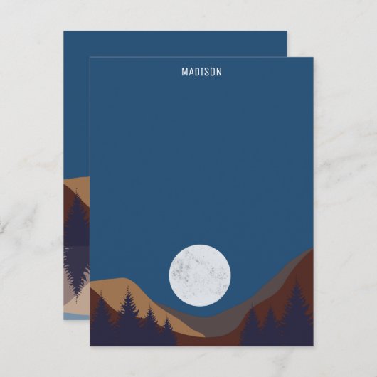 Rustikale Abstrakte Landschaft Forest Moon Reflekt Mitteilungskarte (Vorne/Hinten)