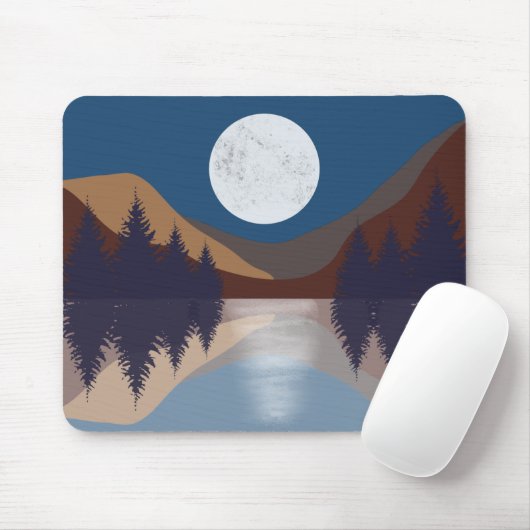 Rustikale Abstrakte Landschaft Forest Moon Reflekt Mousepad (Mit Mouse)