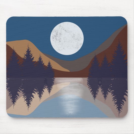 Rustikale Abstrakte Landschaft Forest Moon Reflekt Mousepad (Vorne)