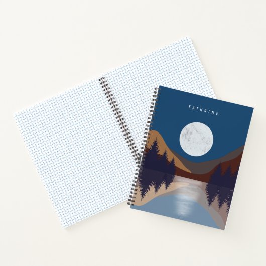 Rustikale Abstrakte Landschaft Forest Moon Reflekt Notizblock (Innenseite)