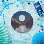 Rustikale Abstrakte Landschaft Forest Moon Reflekt Pappteller (Party)