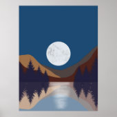 Rustikale Abstrakte Landschaft Forest Moon Reflekt Poster (Vorne)