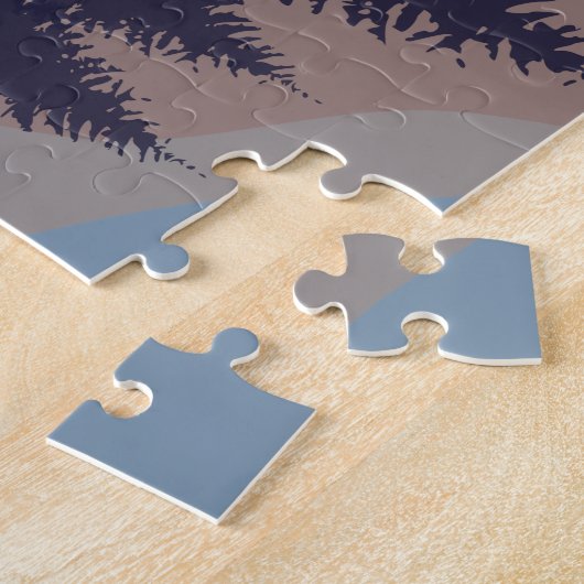 Rustikale Abstrakte Landschaft Forest Moon Reflekt Puzzle (Seite)