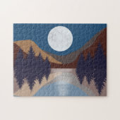 Rustikale Abstrakte Landschaft Forest Moon Reflekt Puzzle (Horizontal)