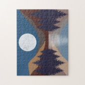 Rustikale Abstrakte Landschaft Forest Moon Reflekt Puzzle (Vertikal)