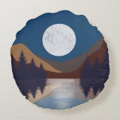 Rustikale Abstrakte Landschaft Forest Moon Reflekt Rundes Kissen (Rückseite)