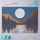 Rustikale Abstrakte Landschaft Forest Moon Reflekt Seidenpapier (Basteln)