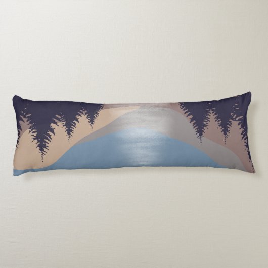 Rustikale Abstrakte Landschaft Forest Moon Reflekt Seitenschläferkissen (Rückseite)