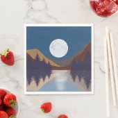 Rustikale Abstrakte Landschaft Forest Moon Reflekt Serviette (Beispiel)