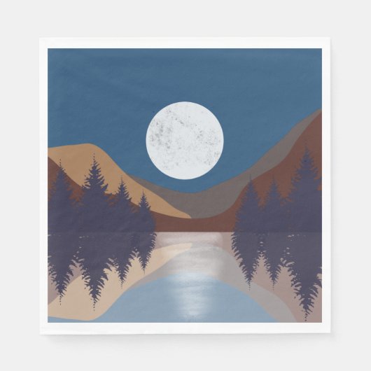 Rustikale Abstrakte Landschaft Forest Moon Reflekt Serviette (Vorderseite)