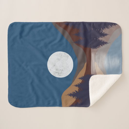 Rustikale Abstrakte Landschaft Forest Moon Reflekt Sherpadecke (Vorderseite (Horizontal))