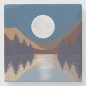 Rustikale Abstrakte Landschaft Forest Moon Reflekt Steinuntersetzer (Vorderseite)