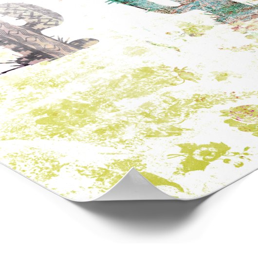 Rustikale Abstrakte Pastel Grunge Kaktus Poster (Ecke)