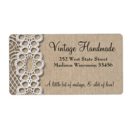 Rustikale Adressetiketten für Burlap und Spitzen