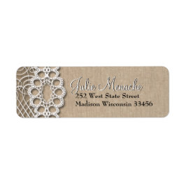 Rustikale Adressetiketten für Burlap und Spitzen
