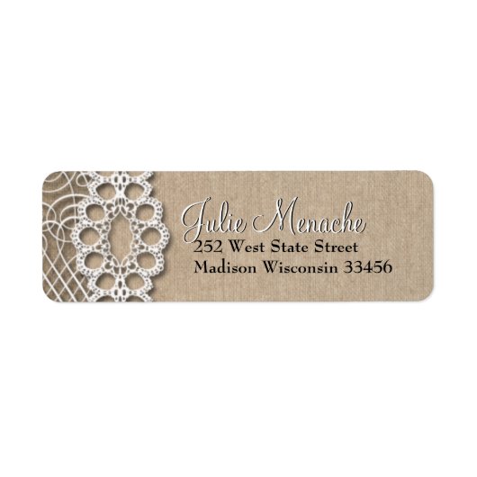 Rustikale Adressetiketten für Burlap und Spitzen (Vorne)