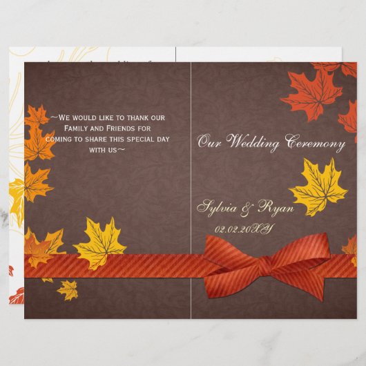 Rustikale Ahorn-Blätter fallen zweimal zum Hochzei (Vorne/Hinten)