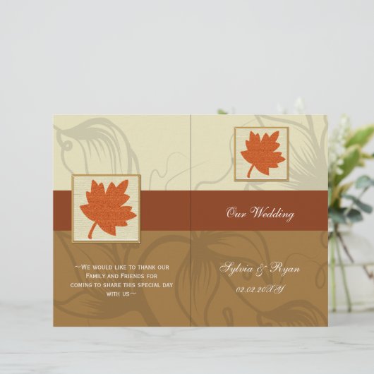 Rustikale Ahorn-Blätter fallen zweimal zum Hochzei (Stehend Vorderseite)