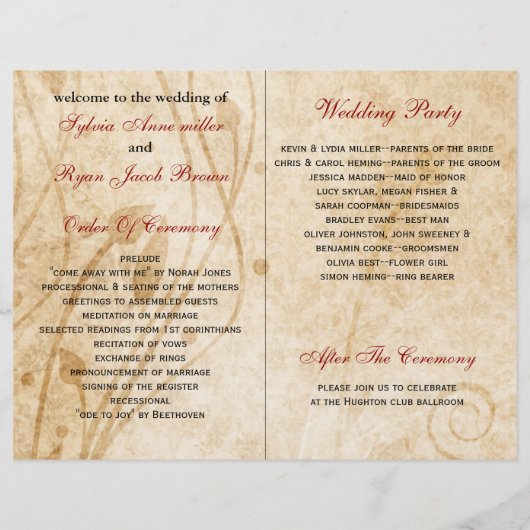 Rustikale Ahorn-Blätter fallen zweimal zum Hochzei (Rückseite)