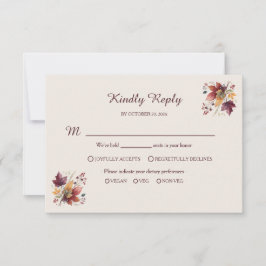 Rustikale Ahornblatt-Herbsthochzeit-RSVP-Karte RSVP Karte