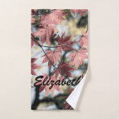 Rustikale Ahornfalte Blätter rostig rosa braun Badhandtuch Set (Handtuch)