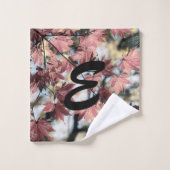 Rustikale Ahornfalte Blätter rostig rosa braun Badhandtuch Set (Waschlappen)