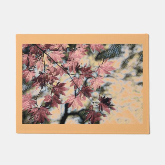 Rustikale Ahornfalte Blätter rostig rosa braun Fußmatte (Vorderseite)