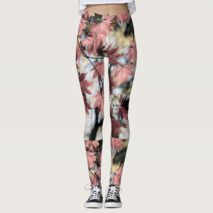 Rustikale Ahornfalte Blätter rostig rosa braun Leggings