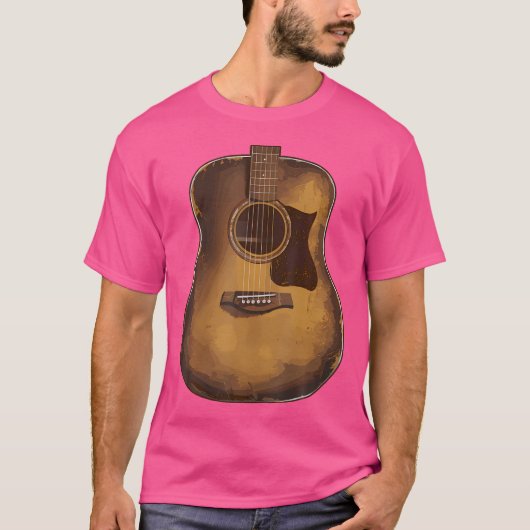 Rustikale Akustikgitarre Vintage Musikfans T-Shirt (Vorderseite)