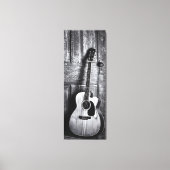 Rustikale akustische Gitarre in Schwarz und Weiß Leinwanddruck (Vorderseite)